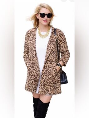 CAbi Leopard Print Coat in Tan and Brown